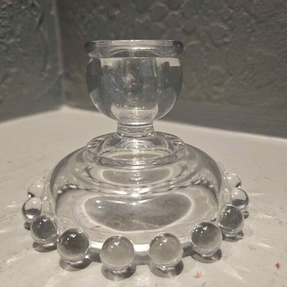 Imperial Glass Candle Stick Holders Set of 2 4" x 3" Clear Glass - Picture 3 of 6